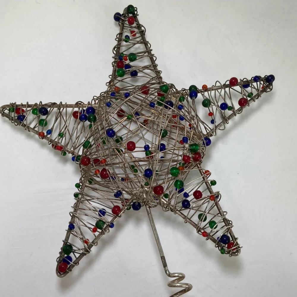 Pottery Barn Tree Topper‎ star Shape Wire plus beads vintage